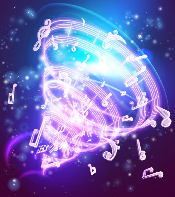 Abstract musical notes and magical light illustration representing a recorded sample used as source material