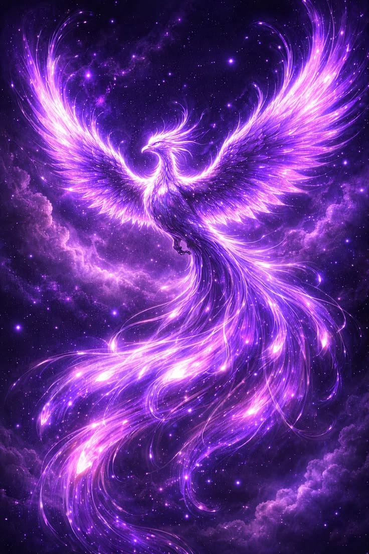 Deep violet cosmic field representing the geometric proportion of the great pyramid and its relation to frequency
