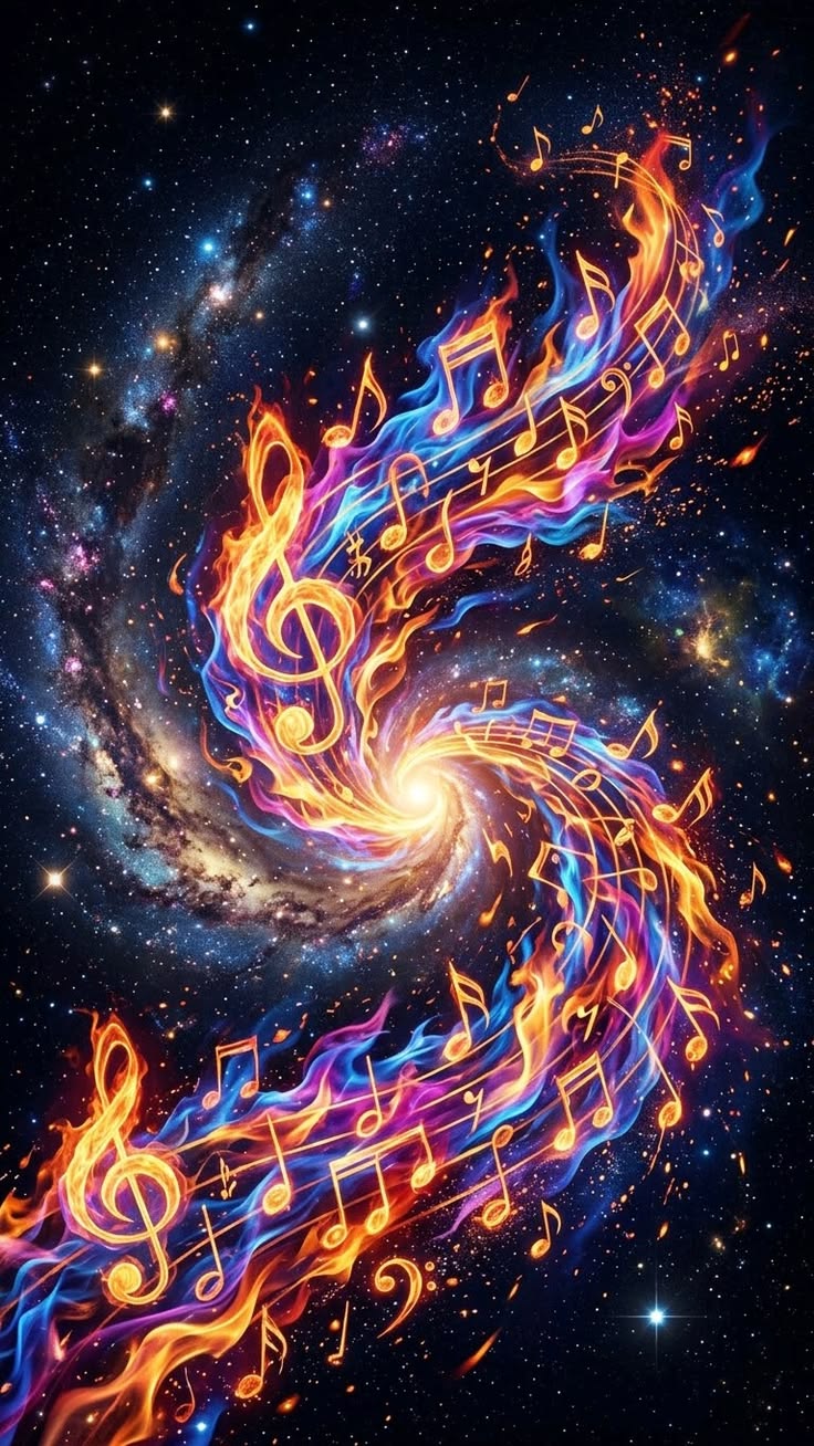 Radiant abstract imagery representing the relationship between light frequency and audio frequency